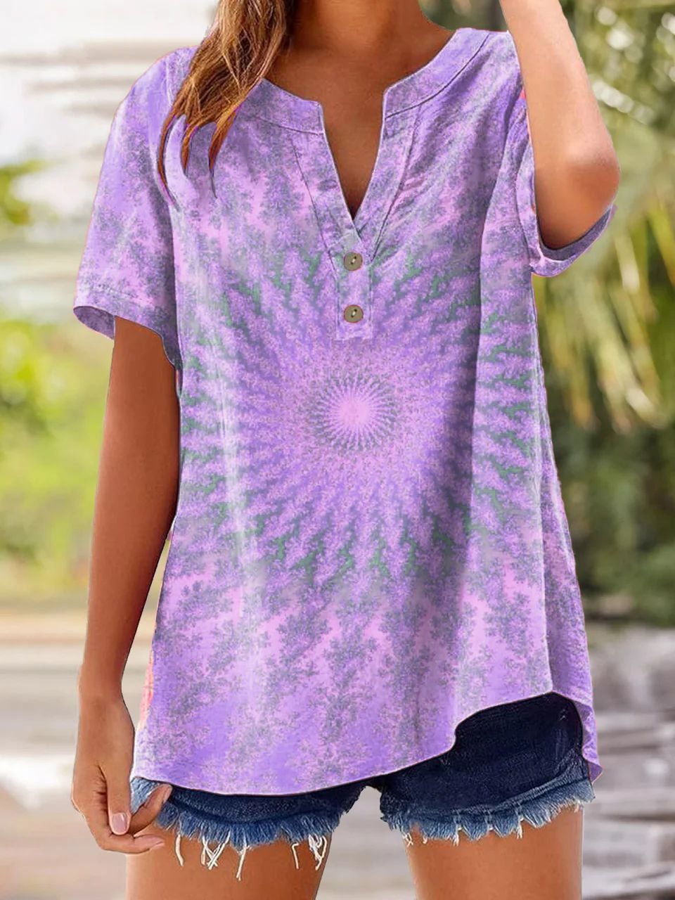 Women's Casual Retro Heart Cotton And Linen Print Shirt