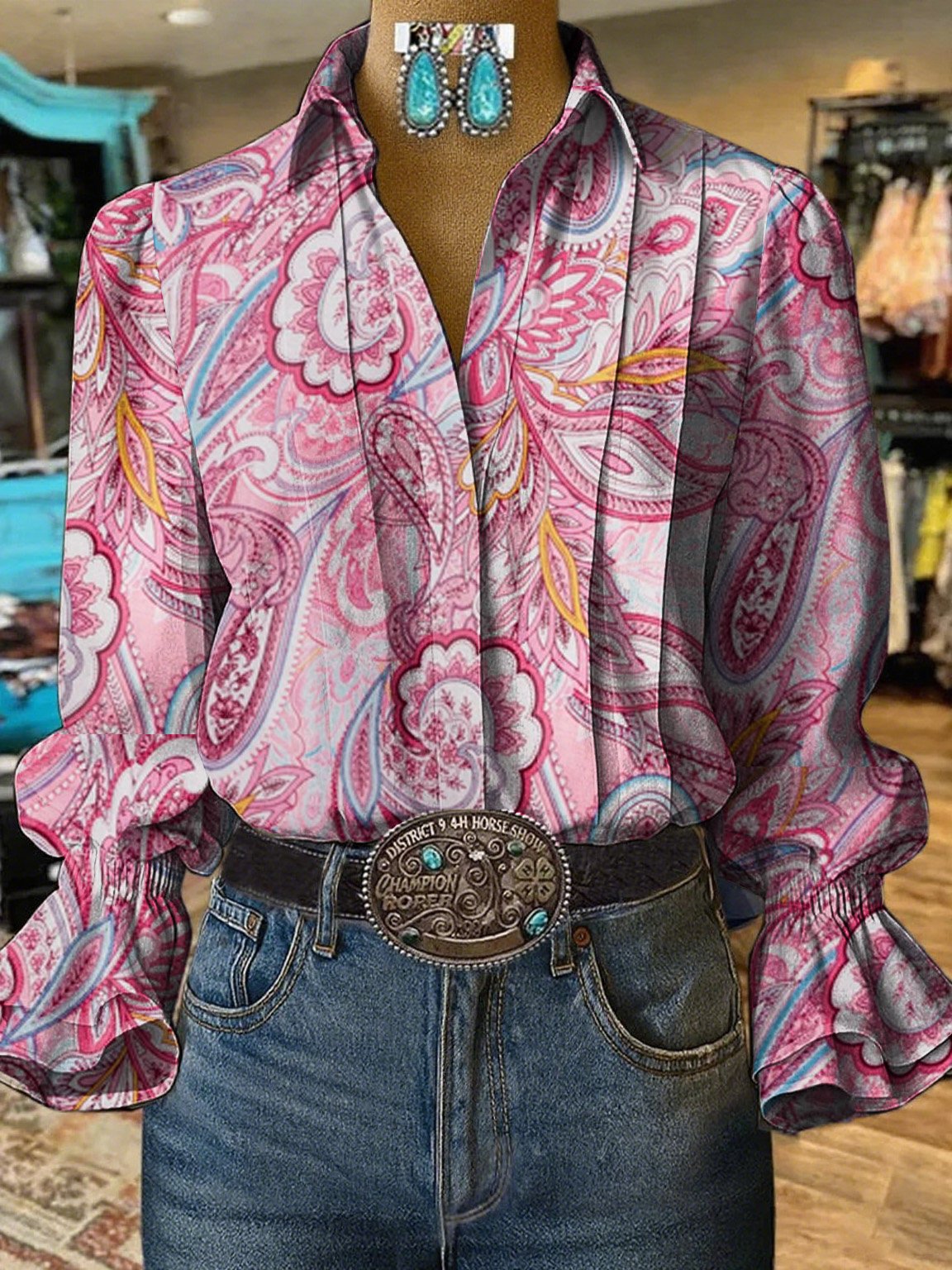 Women's Western Ethnic Print Shirt