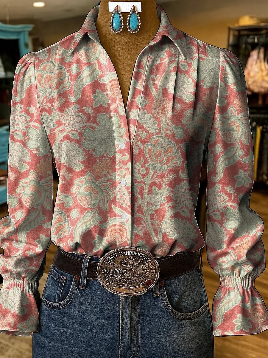 Women's Vintage Western Floral Shirt