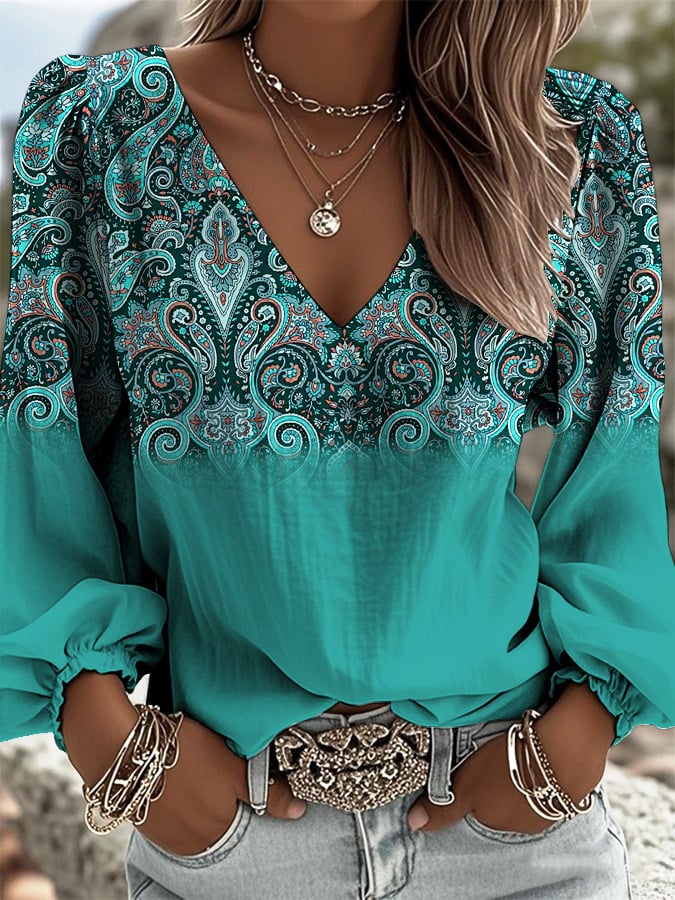 Women's Retro Western Graphic Print Shirt