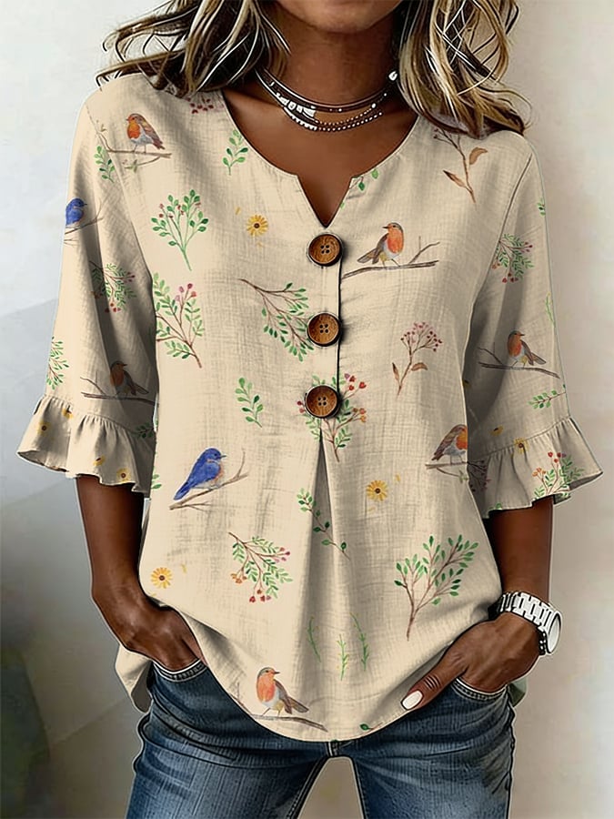 Women's Casual Cotton-Linen Spring Shirt