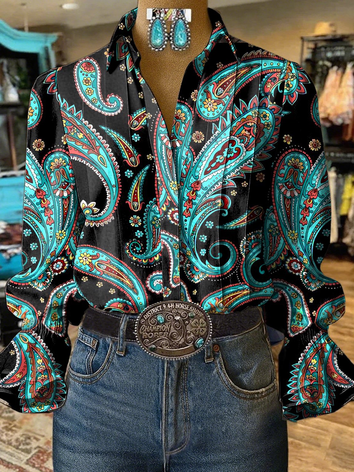 Women's Western Ethnic Print Shirt