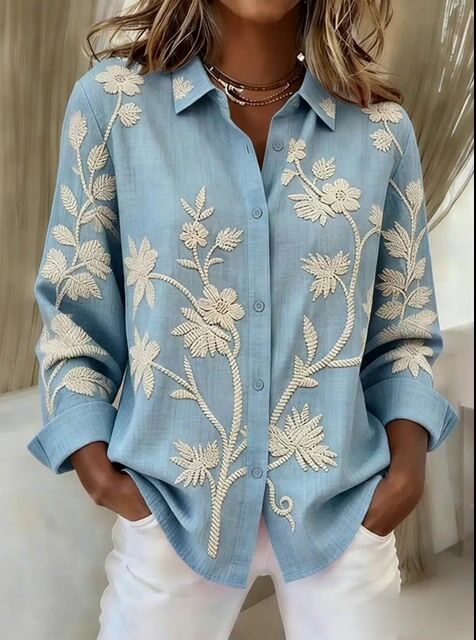 Women'S Casual Color-Blocked Print Shirt