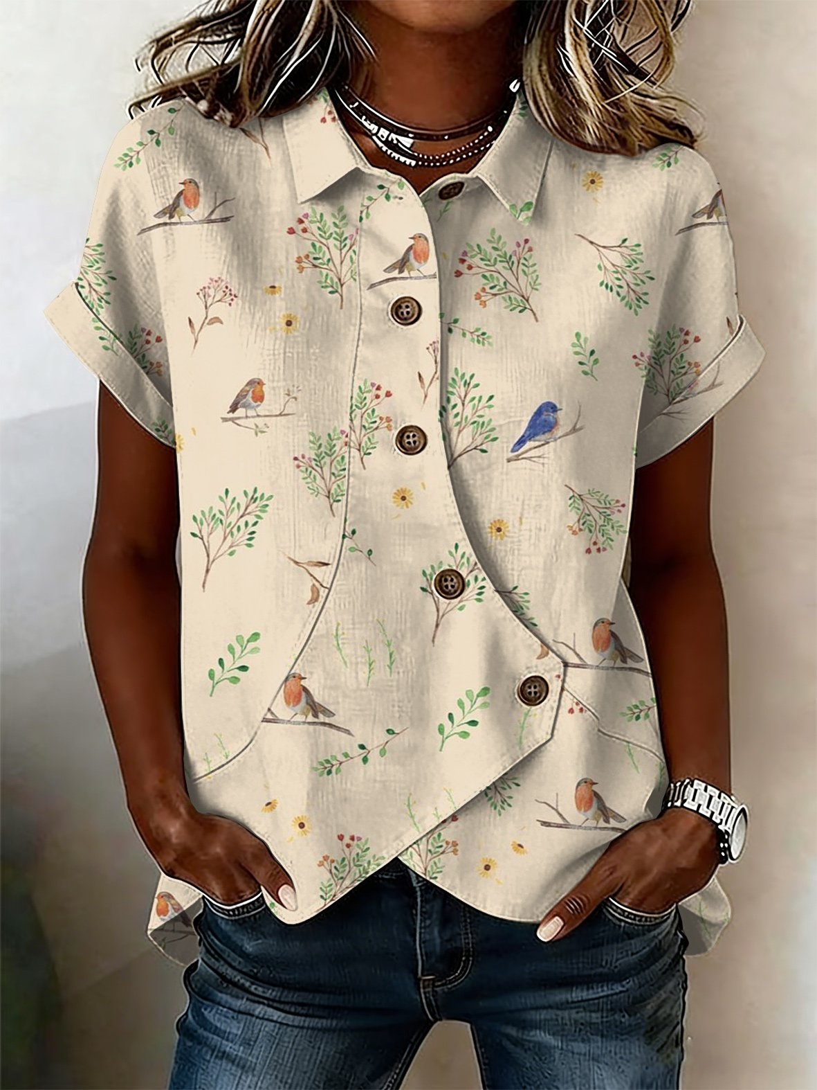 Women's Casual Cotton-Linen Spring Shirt