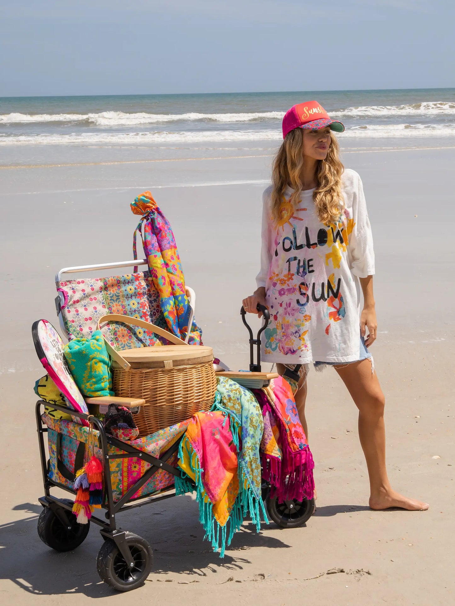 One Size Cotton Easy Tee - Follow The Sun White