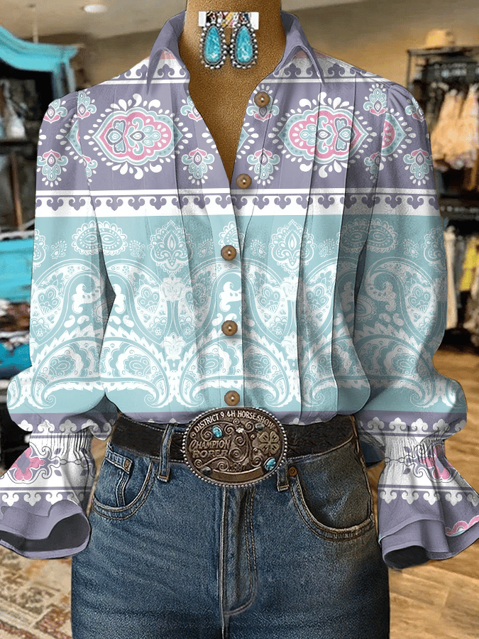 Women's Vintage Western Paisley Design Shirt