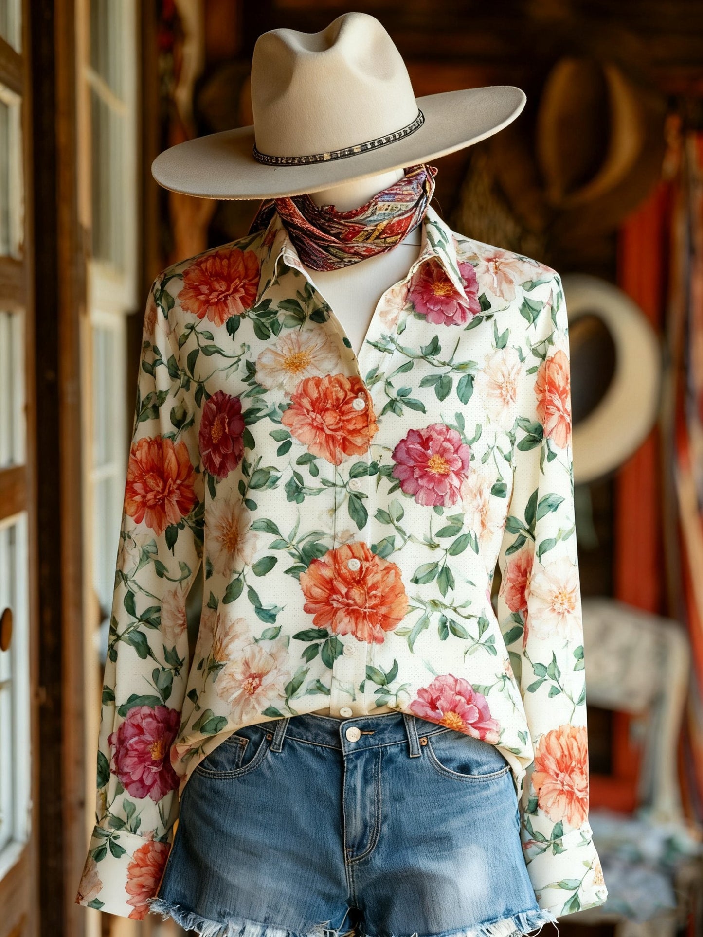 Women's Vintage Casual Western Long Sleeve Shirt