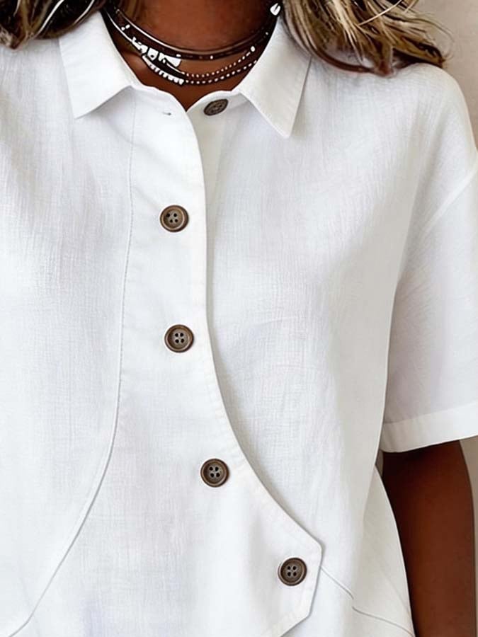 Women'S Casual Solid Color Irregular Shirt