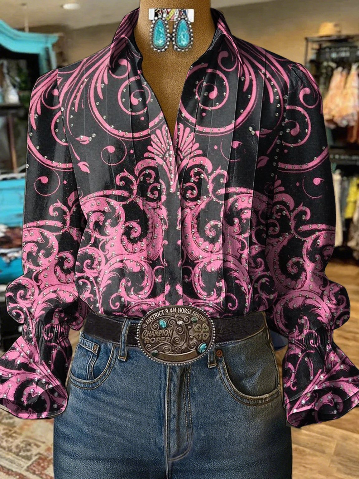 Women's Western Ethnic Print Shirt