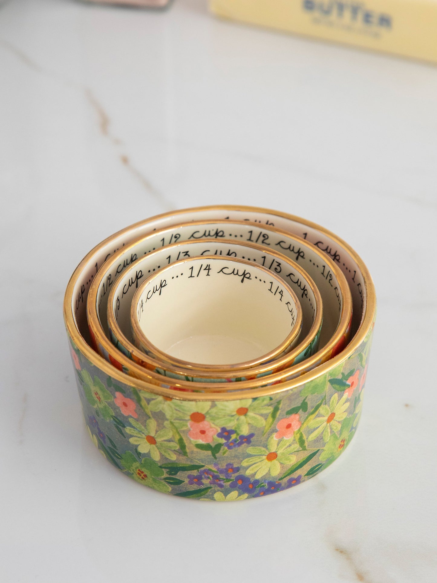 Ceramic Nesting Measuring Cups - Multi Floral