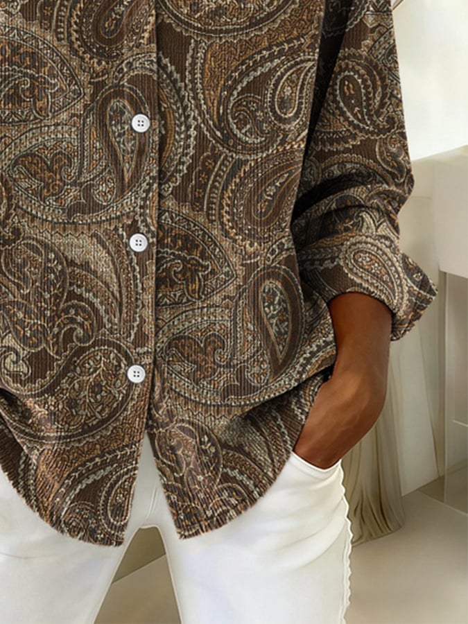 Women's casual western corduroy shirt