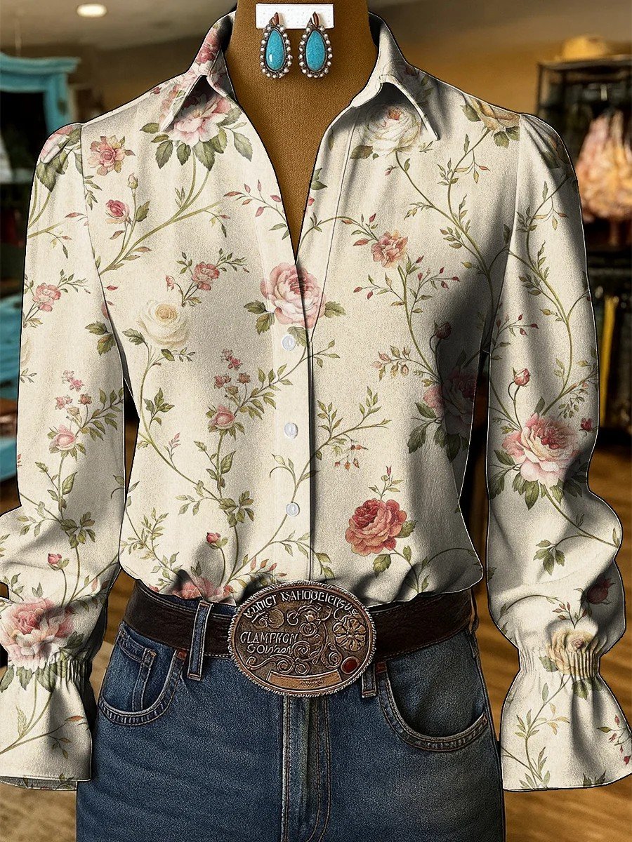 Women's Vintage Western Floral Shirt