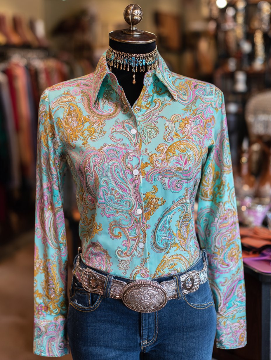 Women's Vintage Casual Western Floral Long Sleeve Shirt