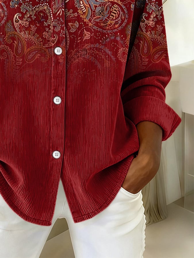 Women's casual western corduroy shirt
