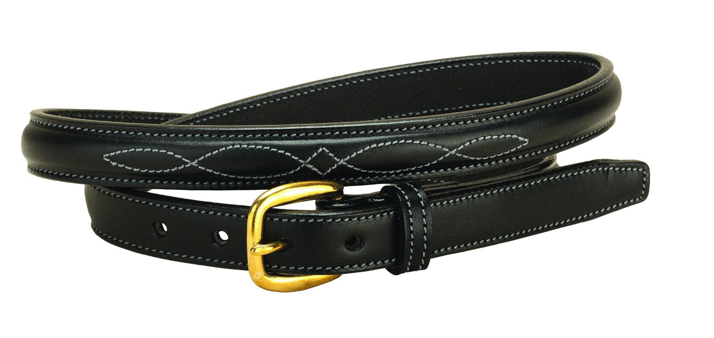 /4" Fancy-Stitched Belt with Brass Buckle