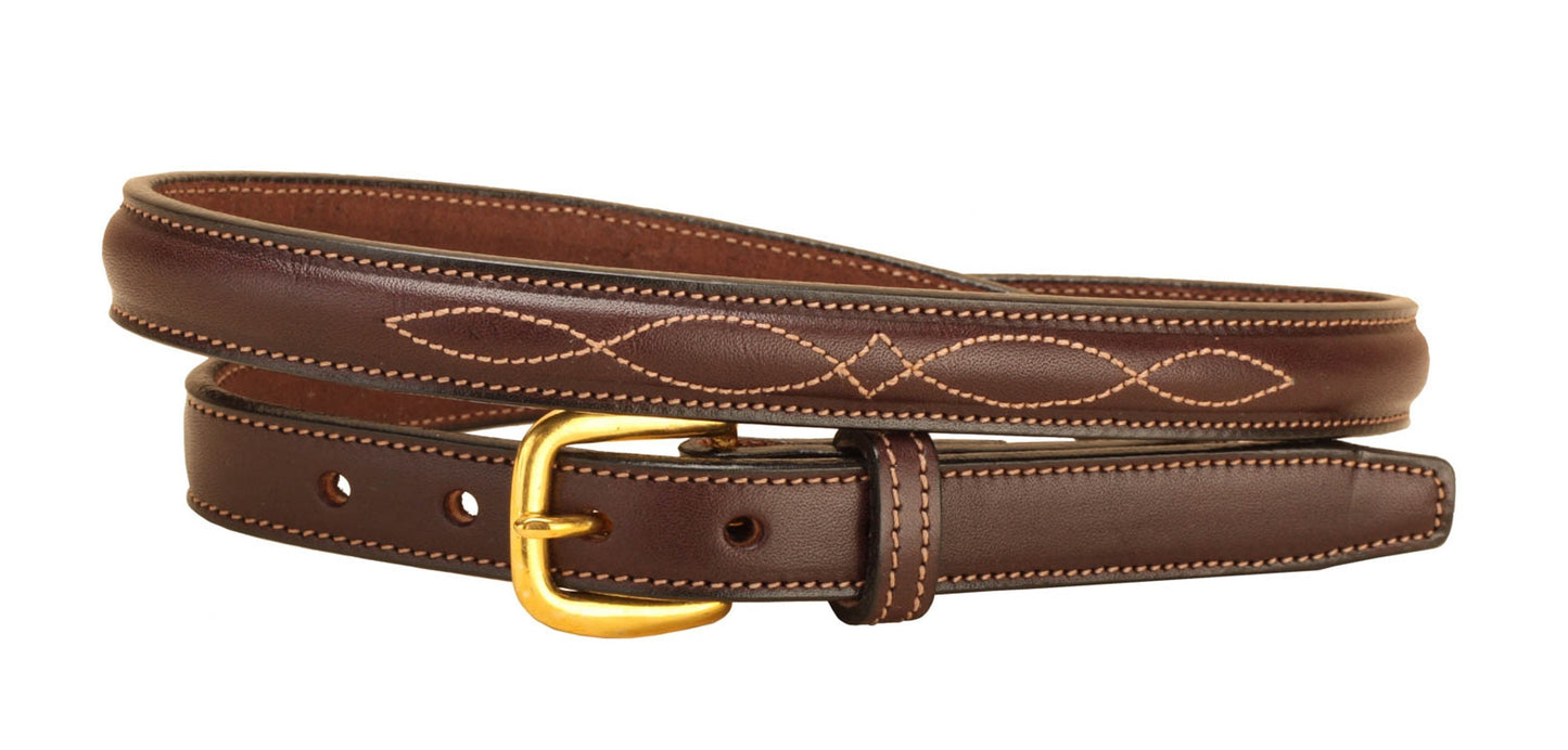 /4" Fancy-Stitched Belt with Brass Buckle
