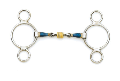 Blue Steel Double-Jointed Disc 2-Ring Gag Bit