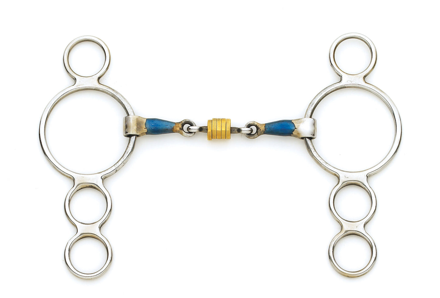 Blue Steel Double-Jointed Disc 3-Ring Gag Bit