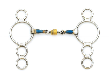 Blue Steel Double-Jointed Disc 3-Ring Gag Bit