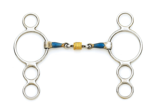Blue Steel Double-Jointed Disc 3-Ring Gag Bit
