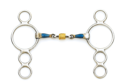 Blue Steel Double-Jointed Disc 3-Ring Gag Bit