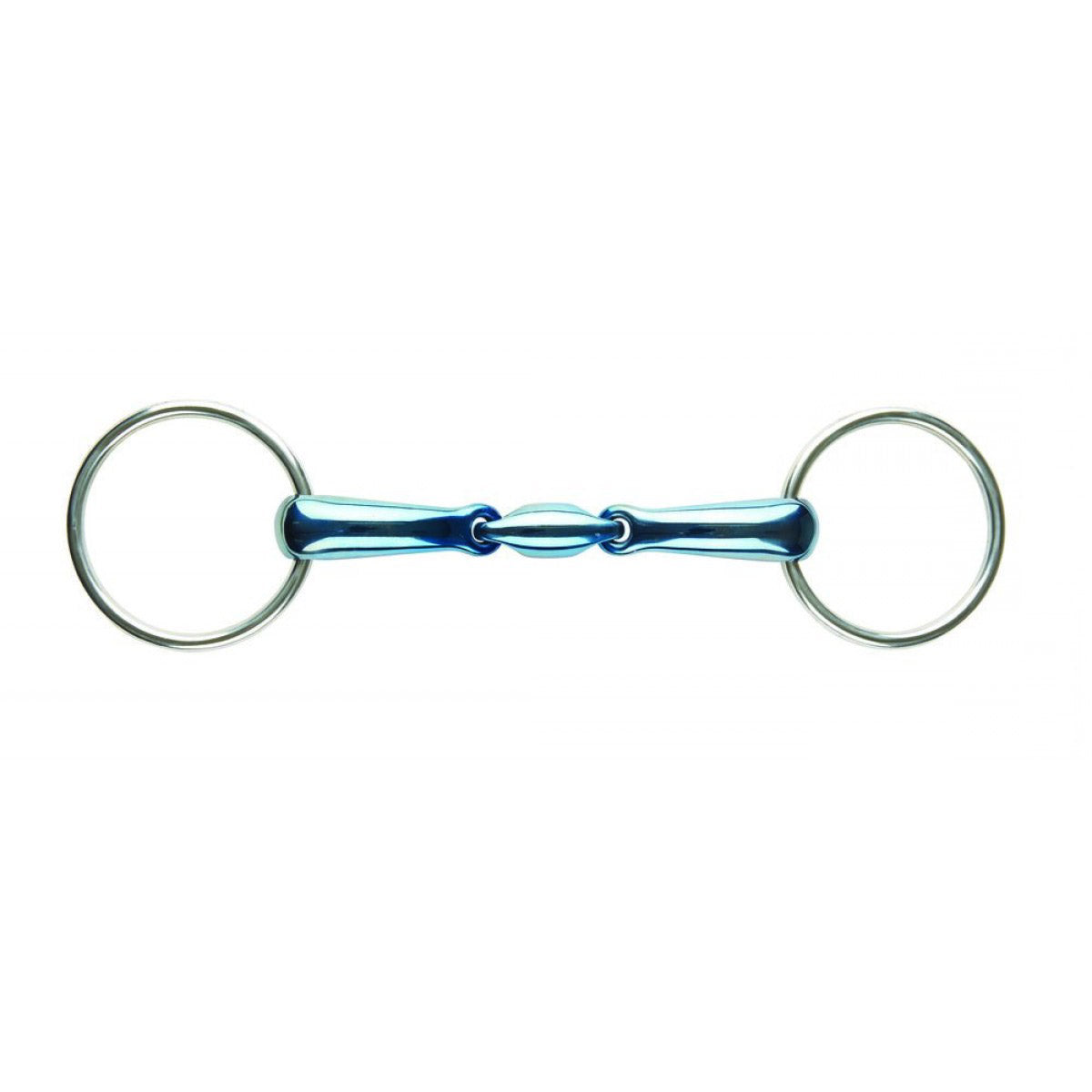 Blue Steel Oval Link Double-Jointed Loose Ring Bit