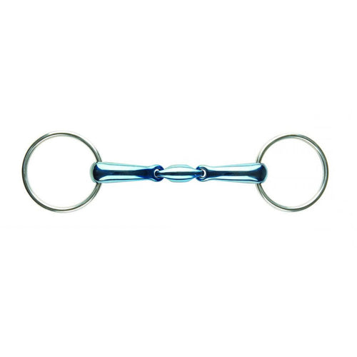 Blue Steel Oval Link Double-Jointed Loose Ring Bit
