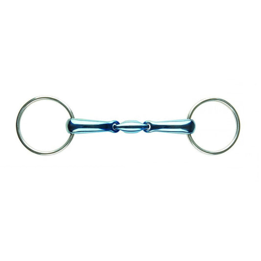 Blue Steel Oval Link Double-Jointed Loose Ring Bit