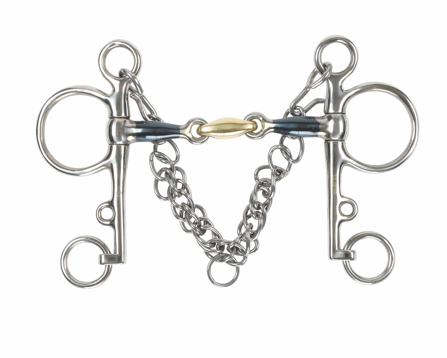 Shires Blue Sweet Iron Pelham Bit with Brass Lozenge