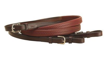 Rubber Grip Leather Reins with Buckle Ends