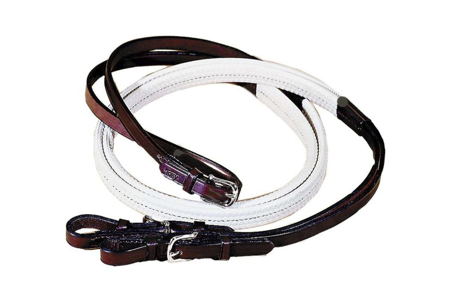 Rubber Grip Leather Reins with Buckle Ends