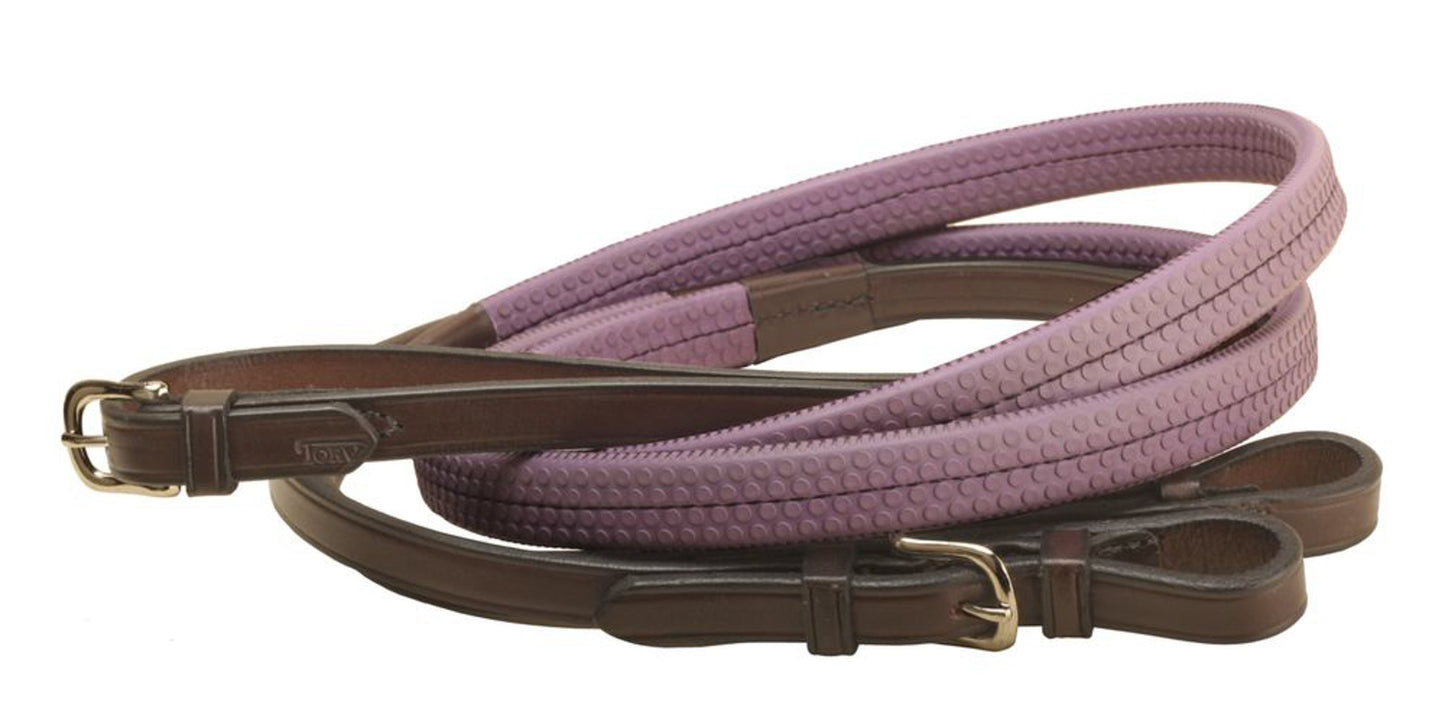 Rubber Grip Leather Reins with Buckle Ends