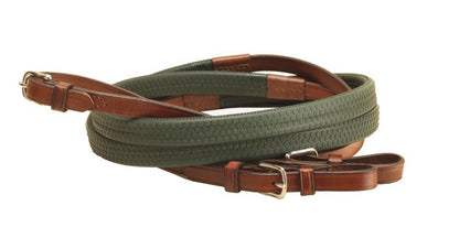 Rubber Grip Leather Reins with Buckle Ends
