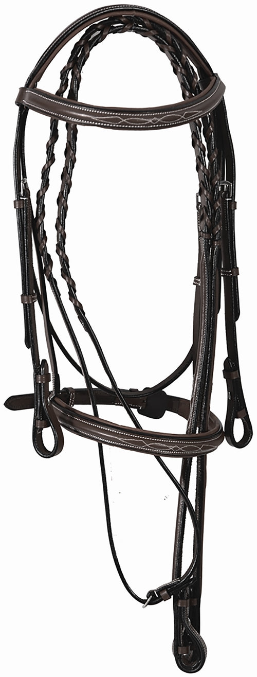 Pro Fancy Raised Comfort Crown Padded Bridle with Fancy Raised Reins