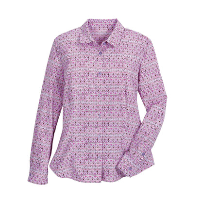 Ladies’ Stretch Tech Button-Down Print Shirt