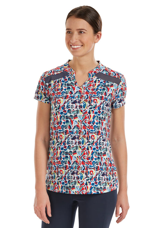 Ladies’ Erin Mandarin Short Sleeve Print Top