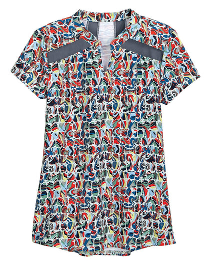Ladies’ Erin Mandarin Short Sleeve Print Top