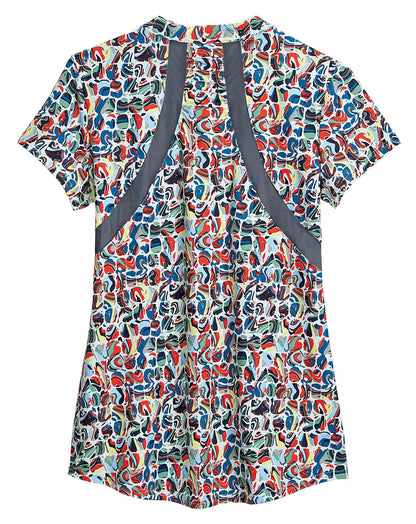 Ladies’ Erin Mandarin Short Sleeve Print Top