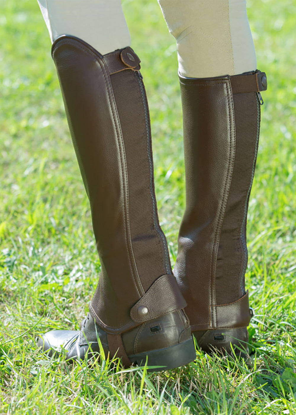Leather Half Chaps with Elastic