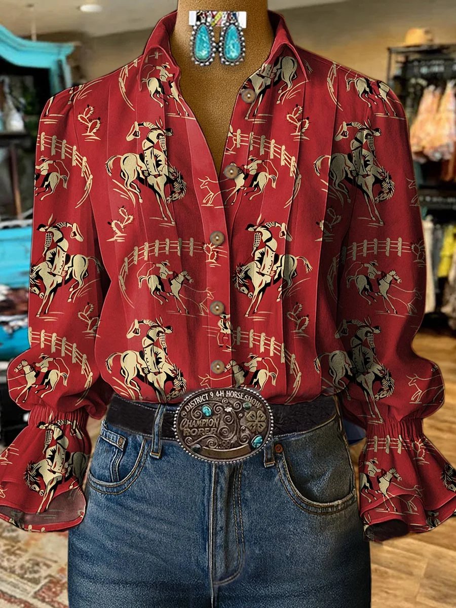 Women's Casual Western Pattern Vintage Shirt