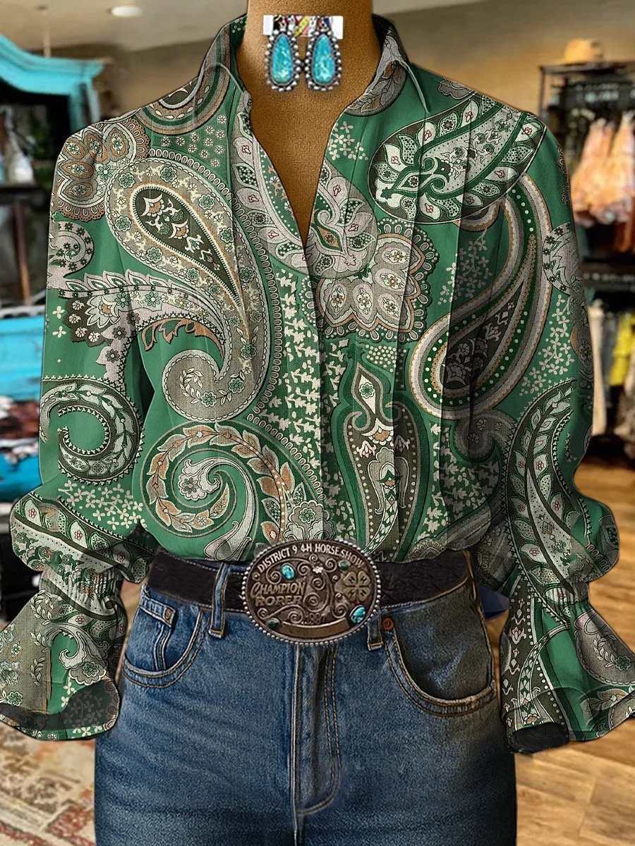 Women's Vintage Western Floral Shirt