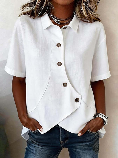 Women'S Casual Solid Color Irregular Shirt