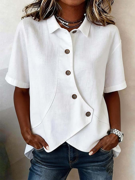 Women'S Casual Solid Color Irregular Shirt