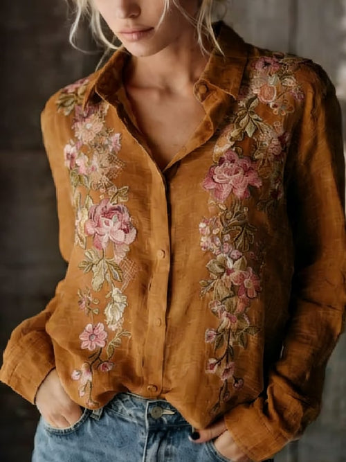 Women's casual floral print shirt