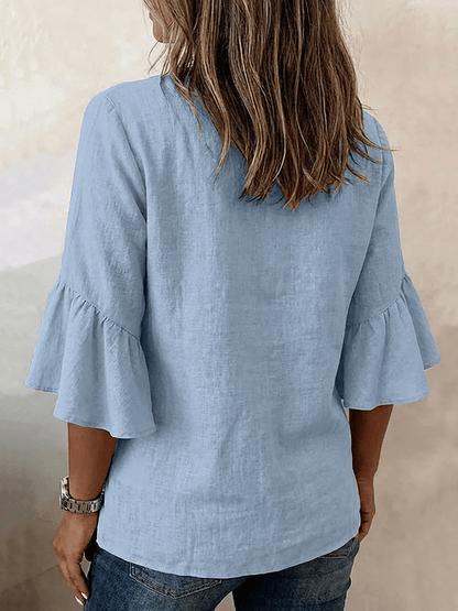 Women's V-Neck Ruffle Shirt