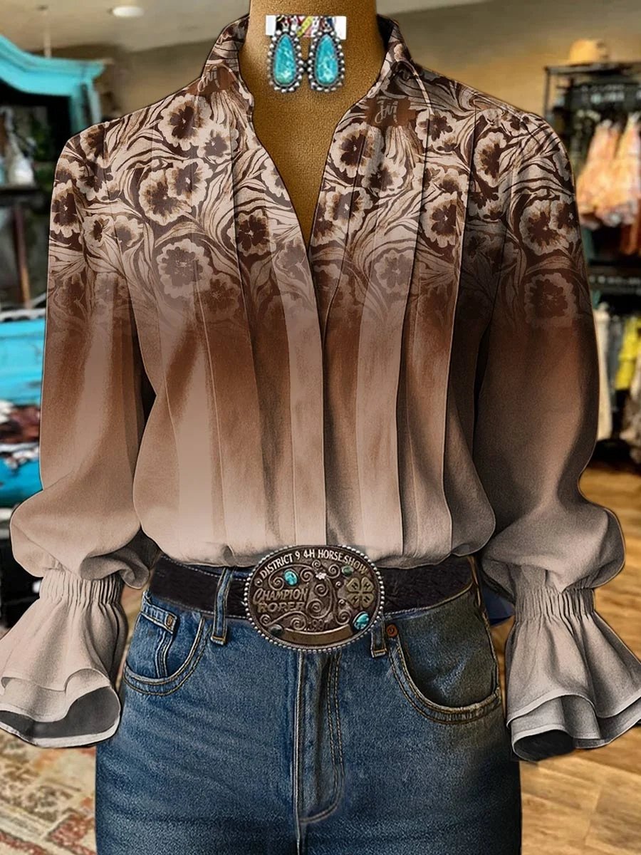 Women's Vintage Western Floral Shirt