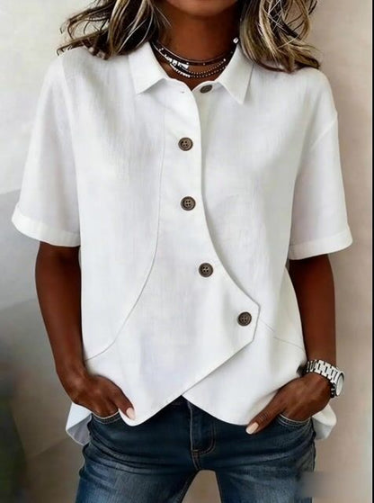 Women'S Casual Solid Color Irregular Shirt