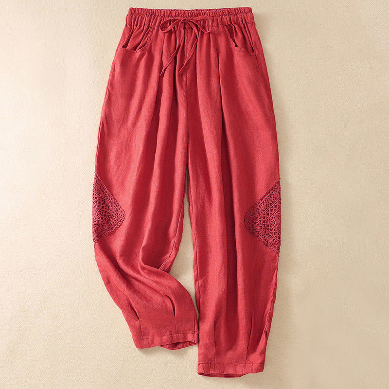 Buddha Stones Summer Women's Drawstring Harem Pants With Pockets