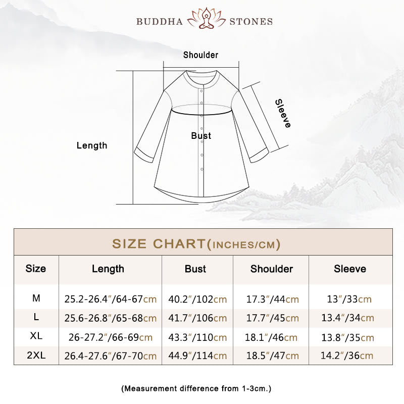 Buddha Stones Solid Color Button Three Quarter Sleeve Shirt