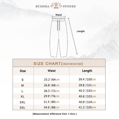 Buddha Stones Casual Solid Color Cotton Linen Drawstring Women's Pants With Pockets